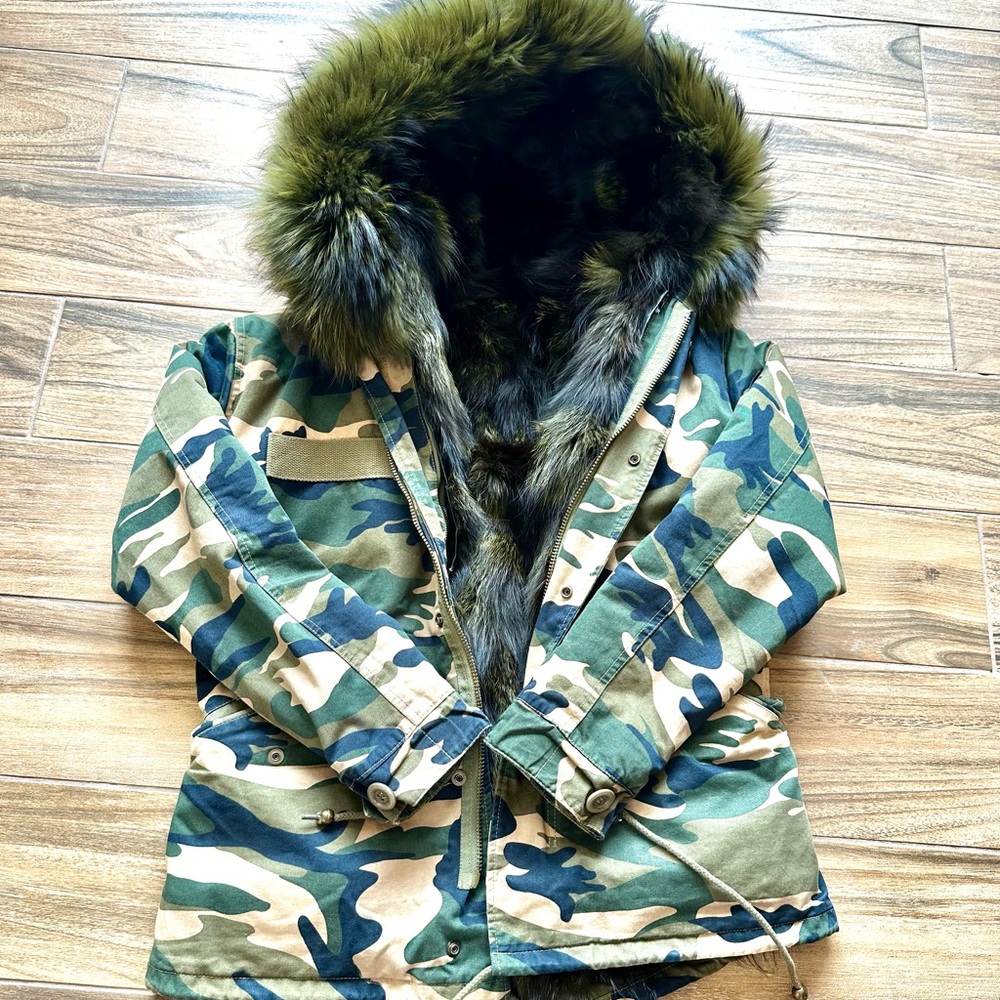 Fox fur puppy hoodie jacket